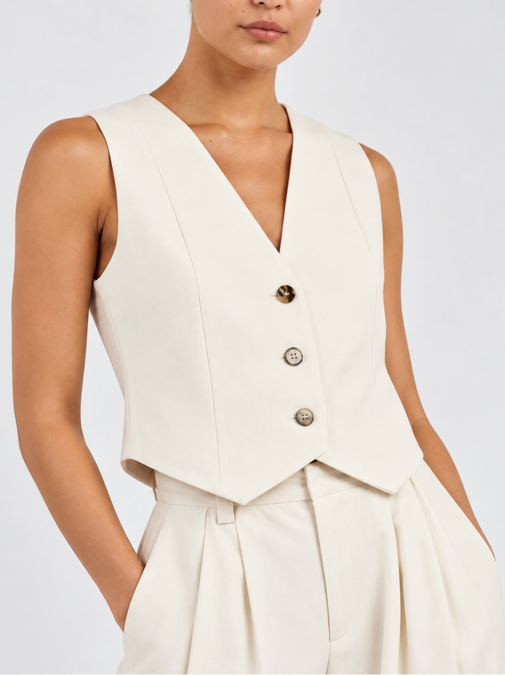 DISSH Cream Button Front Vest